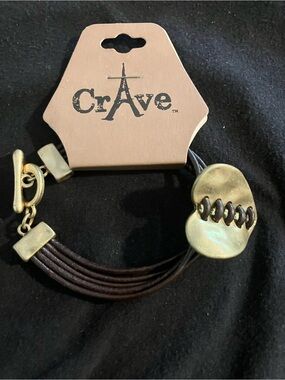 Crave Brown Leather Multi-Strand Bracelet with Gold Accent